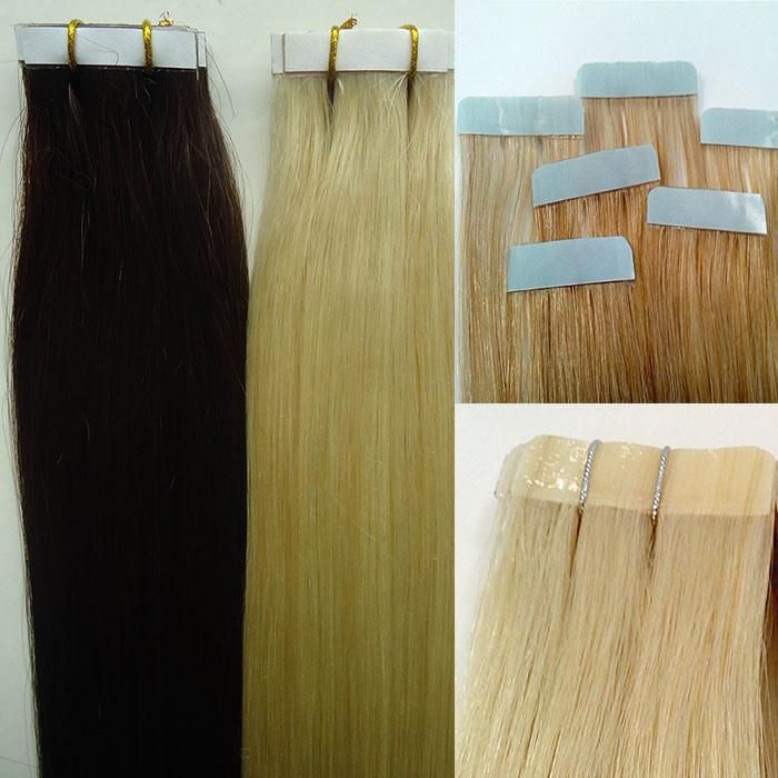 European Double Drawn Russian Human Hair Tape Hair Extension, High Quality Natural Remy Tape in Hair Extension