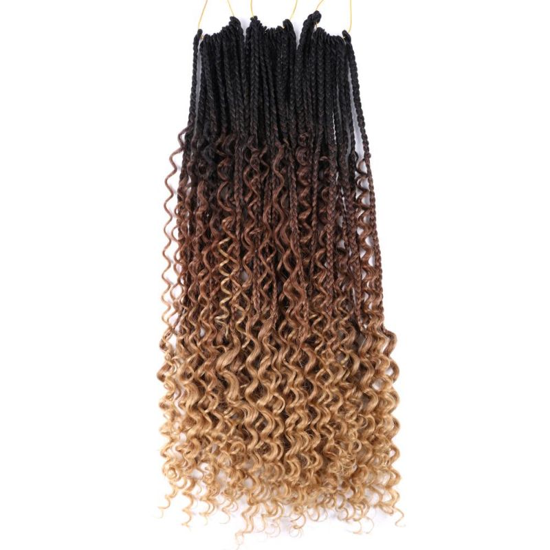 22 Inch Goddess Box Braids Crochet Hair with Curly Ends Pre-Looped Synthetic Braiding Bohemian River Locs for Black Women