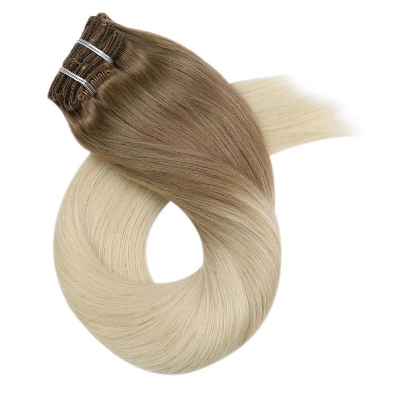 Clip in Hair Extensions 10-24 Inch Machine Remy Human Hair Brazilian Doule Weft Full Head Set Straight 7PCS 100g (10Inch Color B6-60)