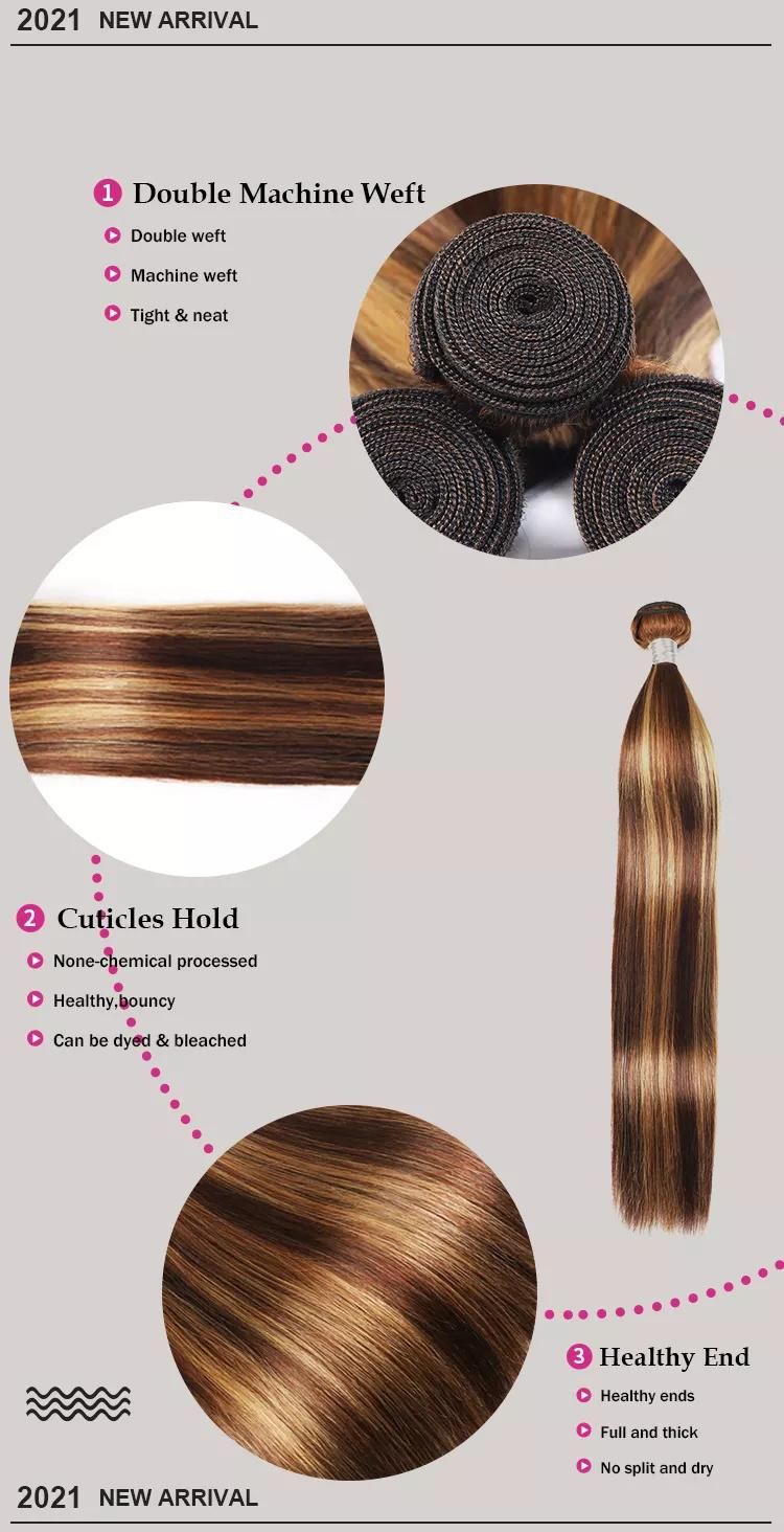 Piano Color P4/27# Straight 100% Virgin Human Hair, Wholesale 8A Grade Malaysian Hair Bundles