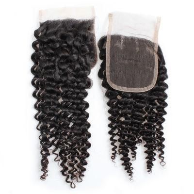 4*4 Lace Closure Kinky Curly Brazilian Hair Remy Human Hair Weave