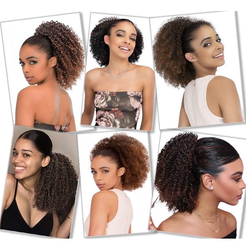 Kbeth Kinky Curly Ponytail Afro Hair Drawstring Ponytail Synthetic 2021 Fashion Sexy Custom Accept Clip in Hair Tail Hair Pieces Wig Pony Tail Hair Extension