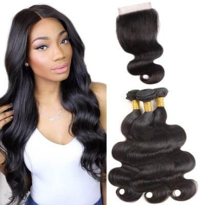 Top Grade Body Wave with Lace Closure 100% Human Hair Natural Color Hair Weaving