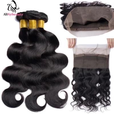 Unprocessed Brazilian Hair Weave 360 Frontal Lace Closure with Bundles