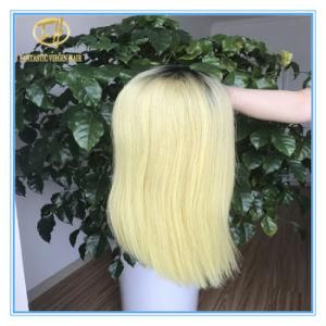 Top Quality Hot Sales #1b/Yellow Color Bob Human Hair Lace Wigs with Factory Price Wig-024