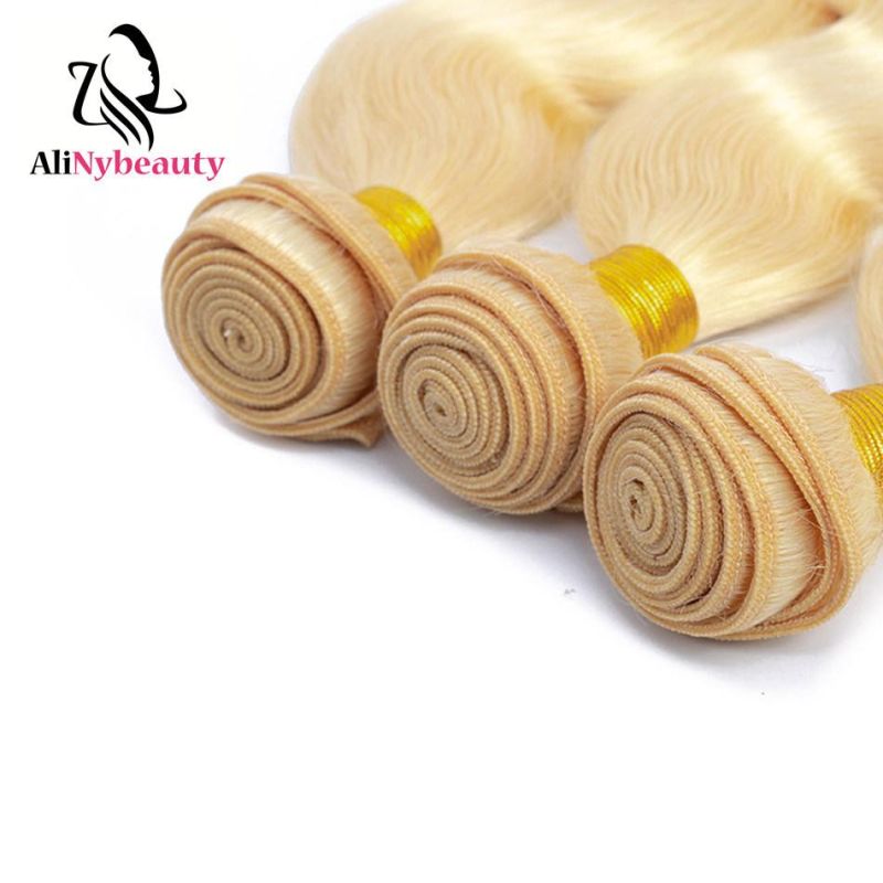 Wholesale Price Brazilian Human Hair Body Wave 613 Bundles with Frontal Lace Closure Blonde Hair Extension
