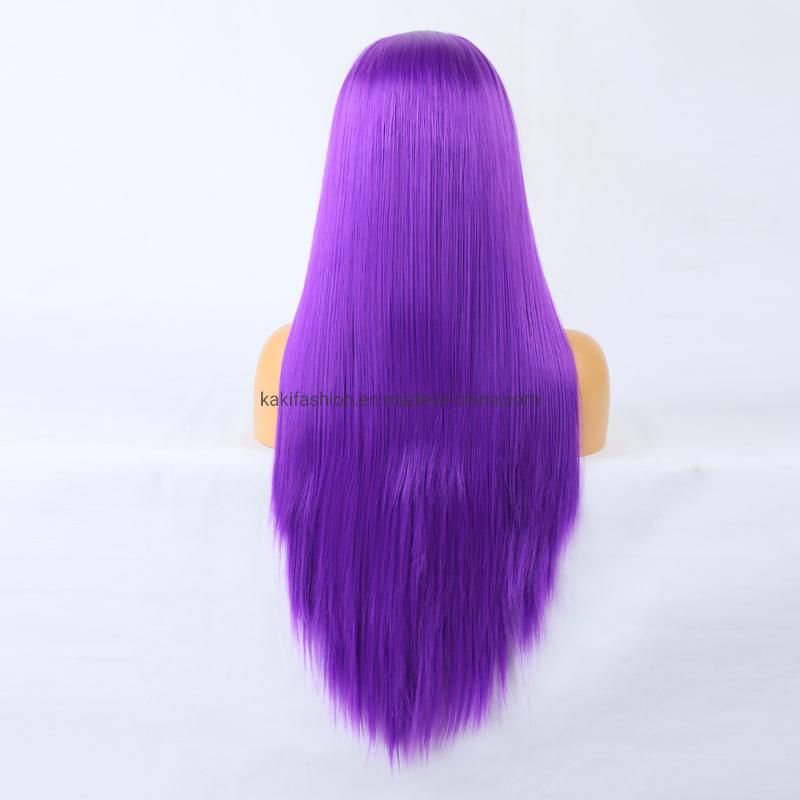 Matte High Temperature Silk Wig Purple Frontal Lace Synthetic Wig Cosplay