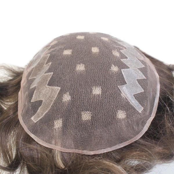 French Lace with Poly Costing Fashion Highlight Color Men′s Hairpiece
