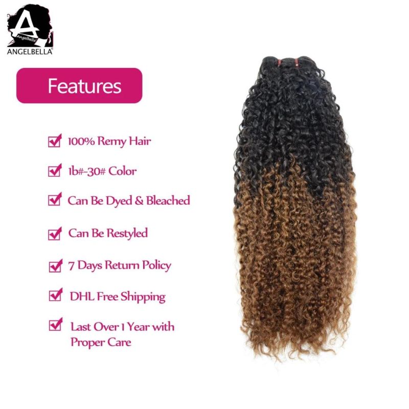 Angelbella Natural Human Hair Weaving Ombre 1b#-30# Remy Hair Extension