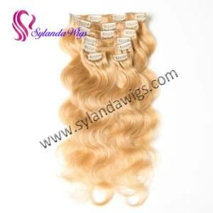 #27 Clip in Human Hair Extension 70g 7 PCS/Set Wavy Remy Hair Human Hair Wig with Free Shipping