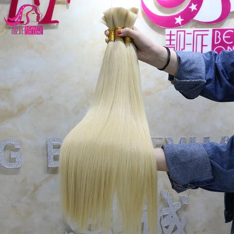 Color 613 Brazilian Blonde Remy Human Hair Bulk, Virgin Hair 10-30 Inch, 10A Grade Unprocessed Human Hair, No Shedding and No Tangle