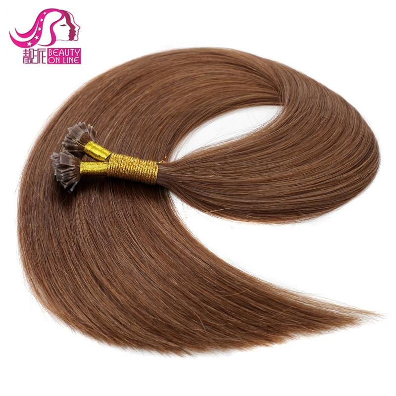 Human Hair Keratin Hair Bonding Extensions Flat Tip Hair Extensions