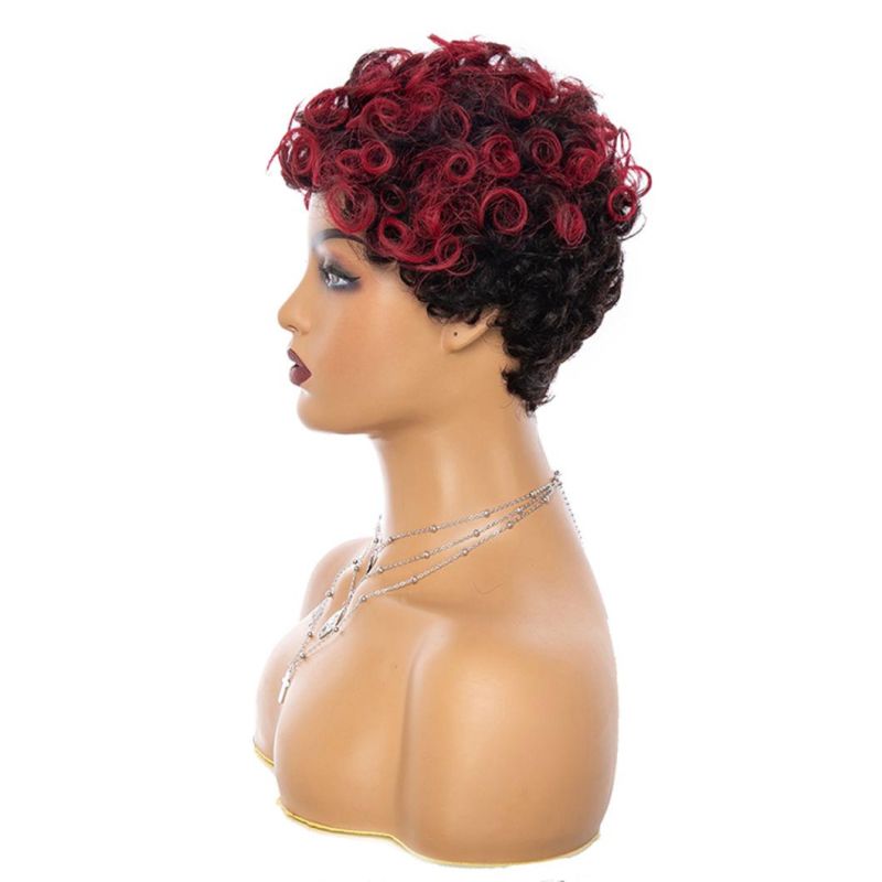 Two Tones Pixie Cut Wigs Short Hair Wig Heat Resistant Fiber Synthetic for Black Women