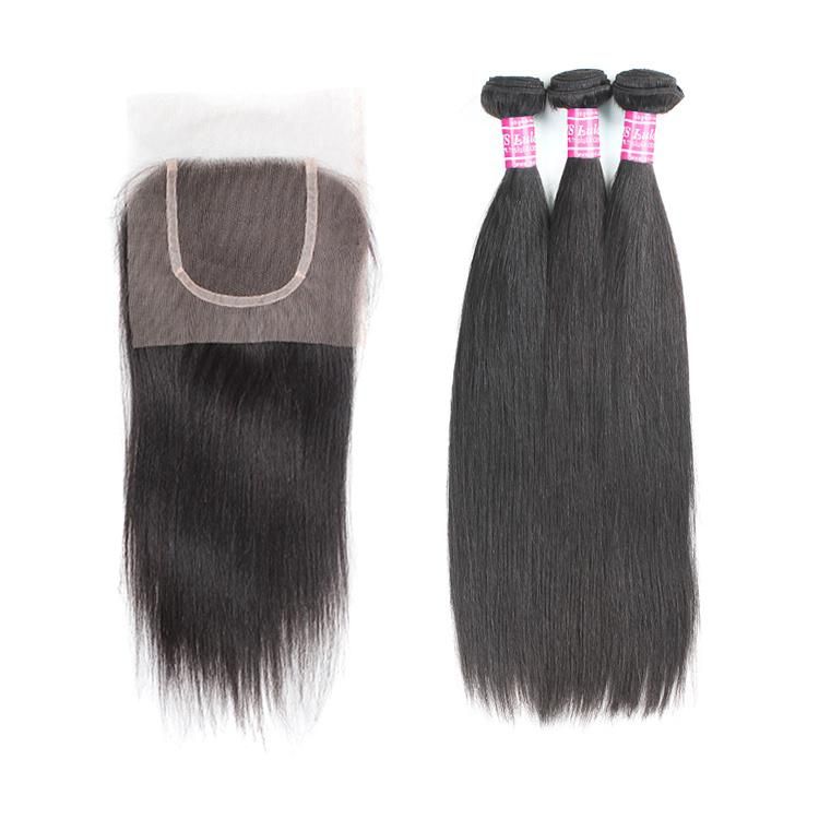 Unprocessed Raw 26 28 Inch Brazilian Hair 3 Bundles Brazilian Hair with 4*4closure