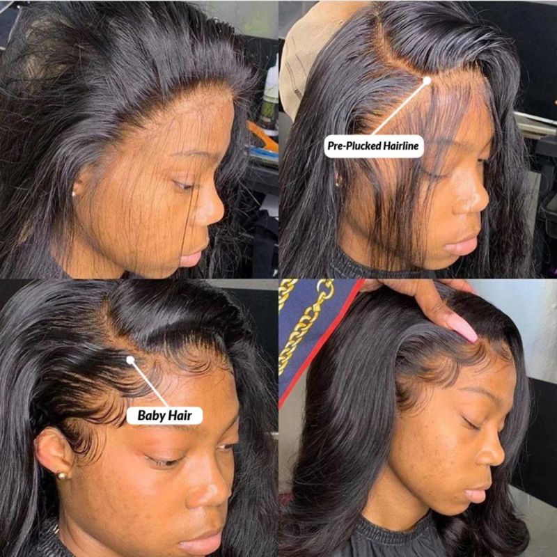 Body Wave 13X4 Lace Front Human Hair Wigs Loose Glueless Frontal Brazilian Virgin Hair 150% Density Nature Color for Black Women 30 Inches