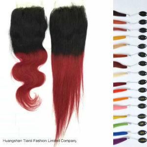 7A 18&quot; Virgin Hair Ombre Color Lace Closure 2tones 1b/#Red