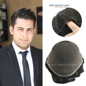 Human Hair Replacement Full Lace and PU Toupees for Men