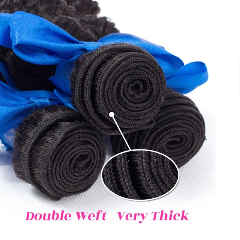 Brazilian Hair Deep Wave Bundles with Frontal 100% Human Hair Weave with Bundles Remy Hair