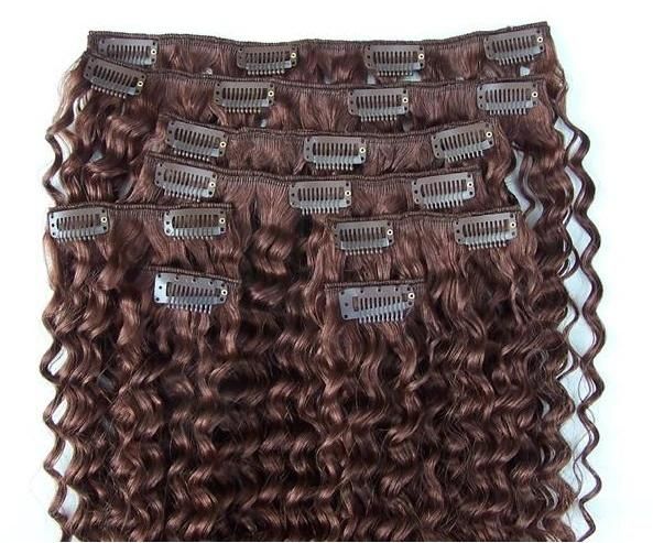 Clip on Hair Extensions Deep Wave Human Hair Clip in Hair Extension (AV-CDW010)