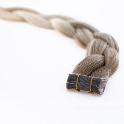 Ponytail Extensions Wrap Around Magic Tape 100% Real Human Hair Ombre Natural Black to Bluegrey 70 Gram 14-22 Inches Hair