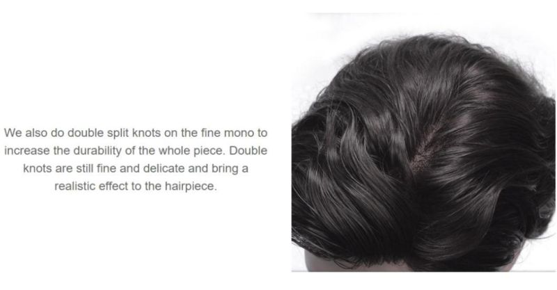 Fine Mono with PU Coating Back Sides PU Gauze Front Stock Men′s Toupee