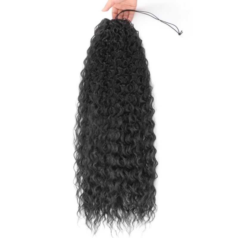 30" Black Color Woman Extension High Synthetic Claw Clip Wave Ponytail
