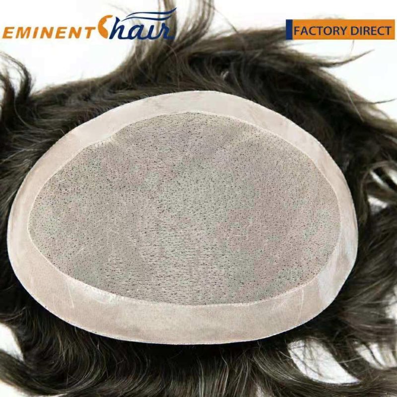 Human Hair Custom Made Fine Mono Men′s Hair Piece