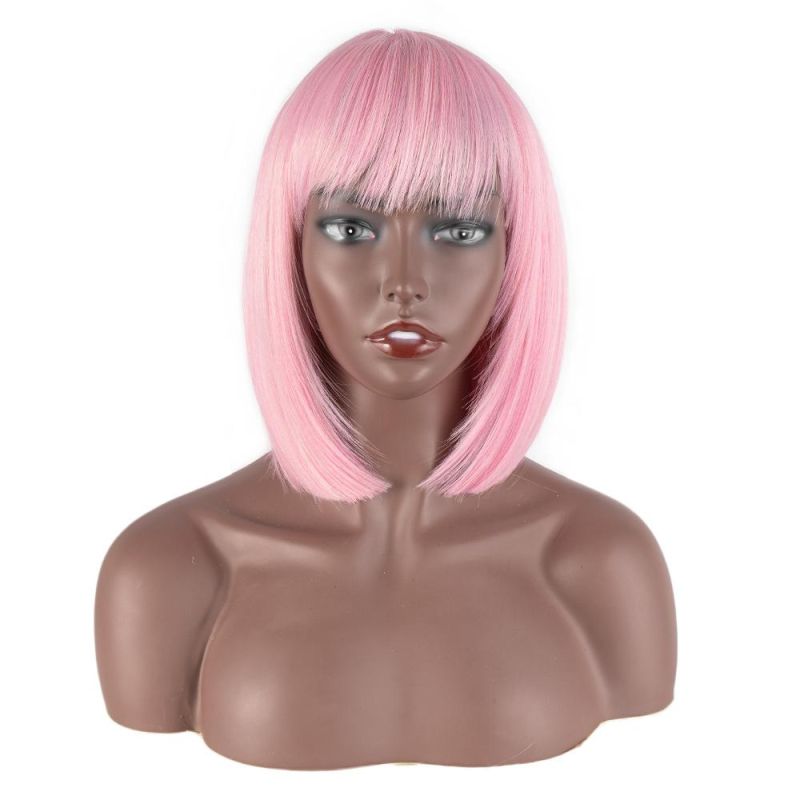 Kbeth Human Hair Wig for Black Woman Factory Direct Sale 100% Virgin Remy Custom 10′′ 12′′ 14′′ Swiss Lace Pink Colored Brazilian Wigs Free Part with Baby Hair