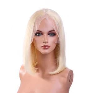 Free Shipping Blonde 613# Color Straight Human Hair Lace Front Wig Bob Lace Wig