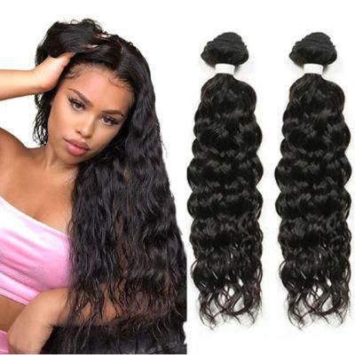 Kbeth Brazilian Water Wave Bundles with Frontal for Girls, Remy Human Hair Bundles with 13X4 Lace Frontal Natural Color Wholesale