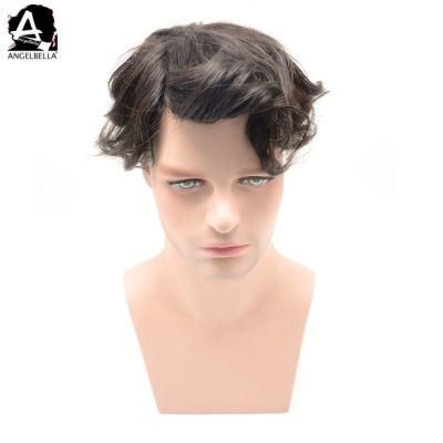 Angelbella Brazilian Hair Toupees 1b# Short Natural Men Toupee