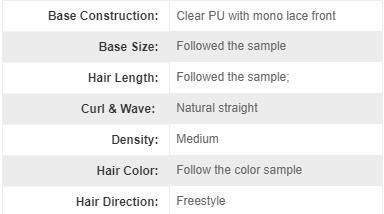 Hair System Super Thin Skin with Fine Welded Mono Front for Women