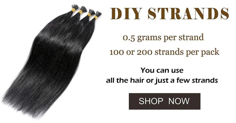 18 Inch Pre Bonded I Tip Human Hair Extensions 100 Strands 0.5g Per Strand Cold Fusion Extensions 50g Soft Straight Keratin Stick Tip Hair Extensions #1 Jet Bla