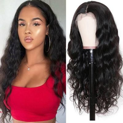 Wholesale Body Wave Lace Front Wigs Brazilian Virgin Human Hair Wigs for Black Women 150% Density Pre Plucked with Baby Hair Natural Black 18&quot;