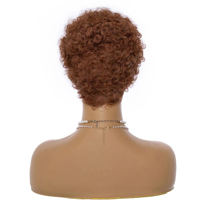 Light and Dark Brown Color Pixie Cut Wigs Short Hair Wig Heat Resistant Fiber Synthetic for Black Women
