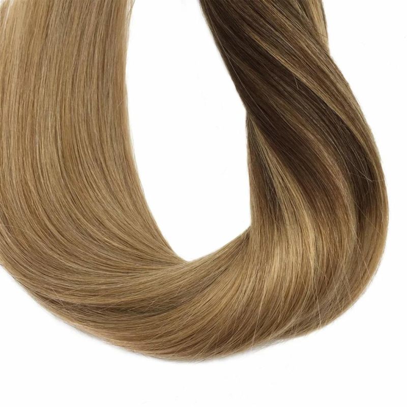 Hair Extensions Tape in Ombre Chocolate Brown to Dirty Blonde 16 Inch 20PCS 50g Remy Hair Extensions Tape in Human Hair Real Hair Extensions Straight