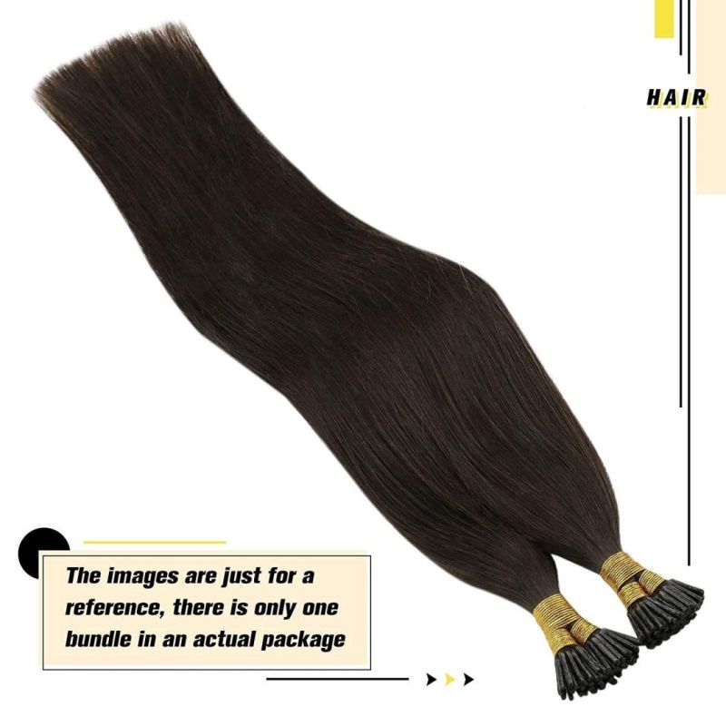 Remy I Tip Hair Extensions Human Hair #2 Darkest Brown I Tip Karatin Human Hair Extensions, Pre Bonde Itip Extensions Human Hair 24inch, 1g/S 50g Per Pack