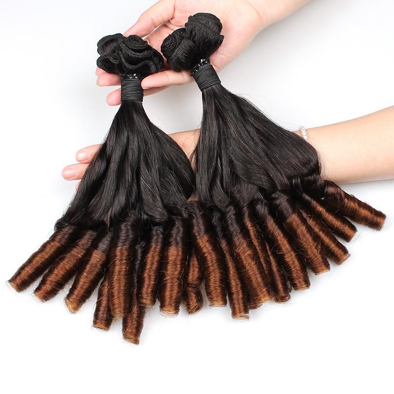 Double Drawn Remy Hair Ombre Color Straight with Curl Ends Wholesale Hair Extensions #T4