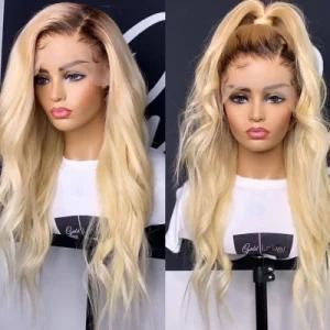 Fashion Blond Lace Front Wig with Dark Roots High Quality 1b 613 Blond Lace Frontal Wig