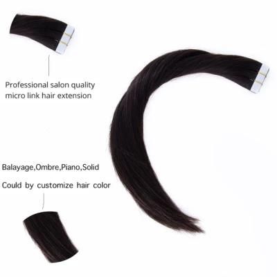 Human Hair Tape Extensions European Natural Seamless Skin Weft 12&quot;-22&quot; Black Brown Blonde 100% Virgin Remy Hair 20 PCS