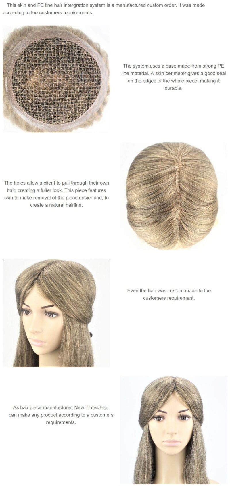 Custom Women′s Skin and PE Line Hair Integration System