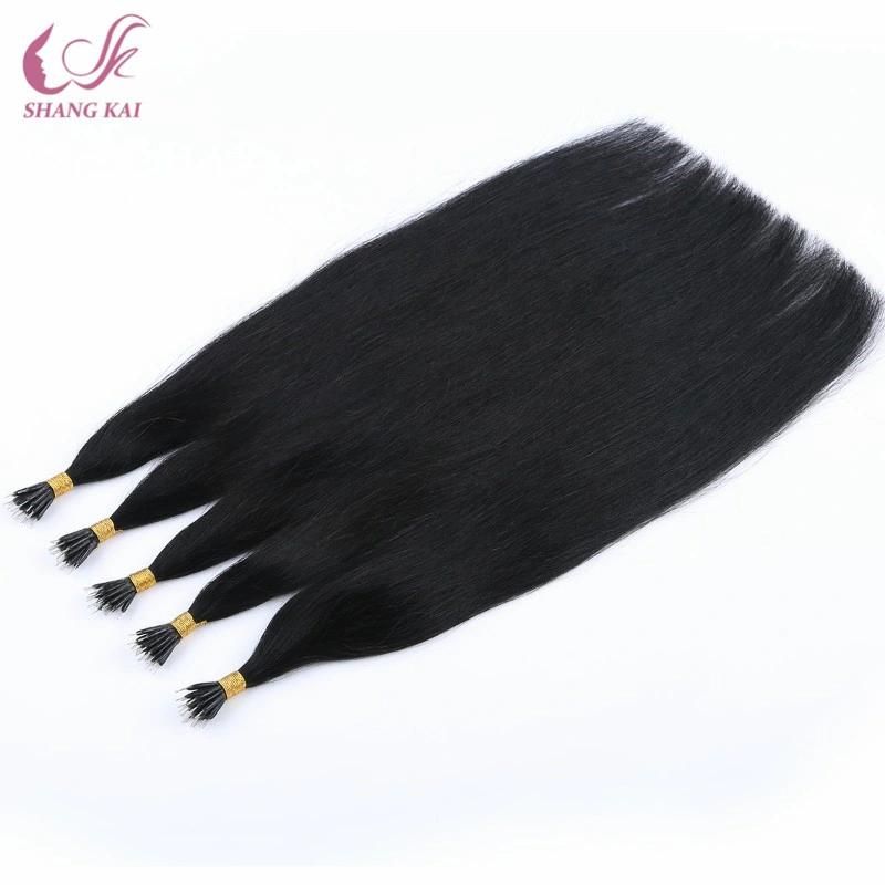 Brazilian Hair in China Natural Black Color Nano Ring Raw Virgin Indian Hair