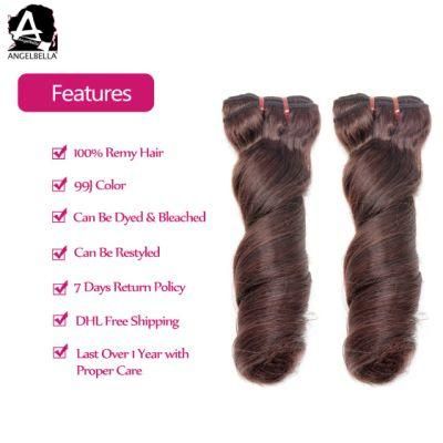 Angelbella Raw Mink Brazilian Spring Wave Hair Bundles Dark Wine Human Hair Extensions