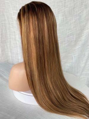 Straight Highlight Wig for Women Human Hair Wigs 4X4 Lace Closure Wig 4/27 Ombre Brazilian Straight Lace Closure Wig