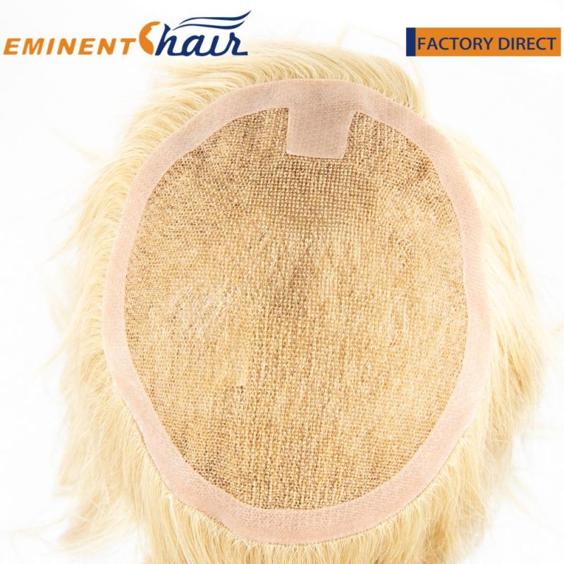 Blond Women Topper French Lace with PU Coating Custom Human Hair Toupee