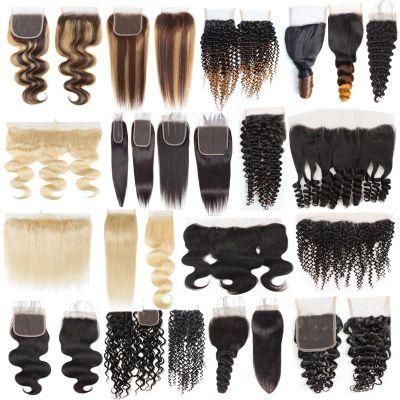 Kbeth Wholesale 100% Unprocessed Deep Wave Remy Human Hair HD Lace Frontal Lace Closure with Bundles for Black Women