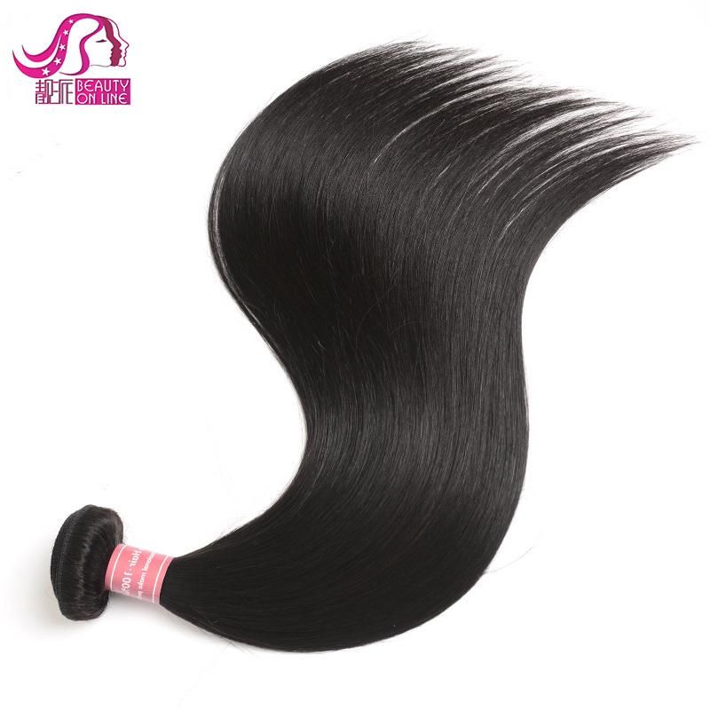 Beauty on Line Straight Brazilian Malaysian Hair Natural Black Color 100% Human Hair Weave Bundles Remy Hair 8-28 Inches