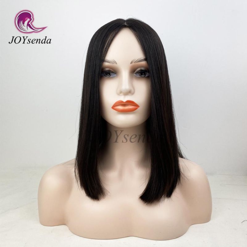 Same Hair Length European Virgin Human Hair Jewish Wig Kosher Sheitel Silk Top None Lace Wig Thick End Blunt Cut Bob Wigs