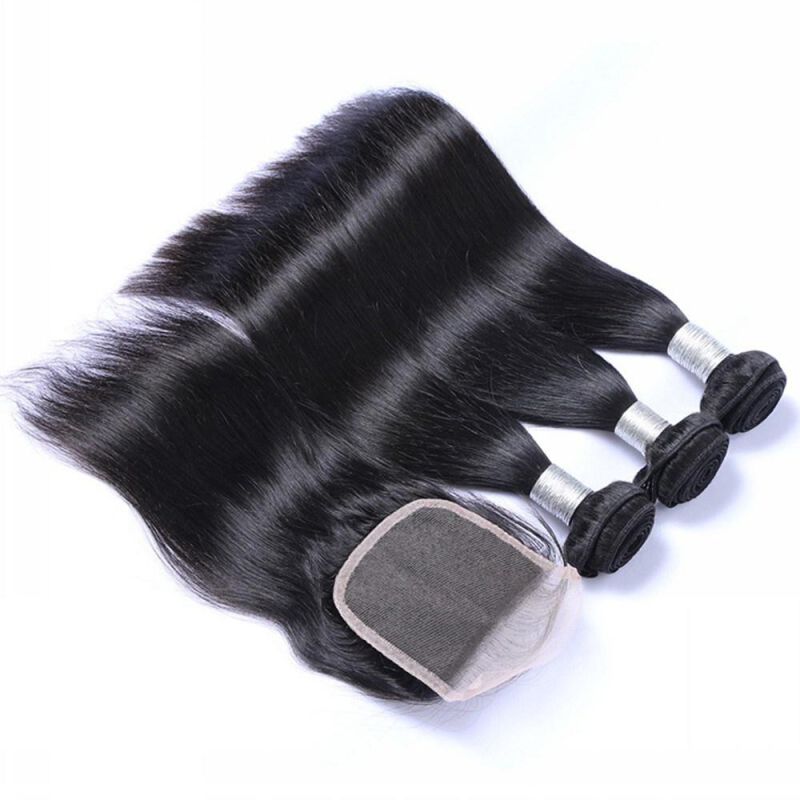 Wendyhair Straight Bundles with Closure 100% Remy Human Hair Extensions