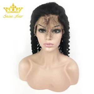 100% Human Lace Wig with Natural Black Color Deep Wave